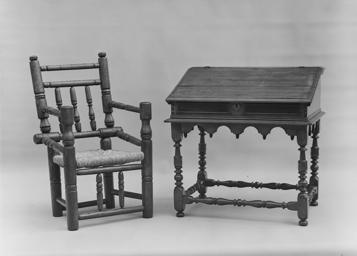 Desk-on-frame, Sweet gum, possibly mahogany veneer, yellow poplar, American
