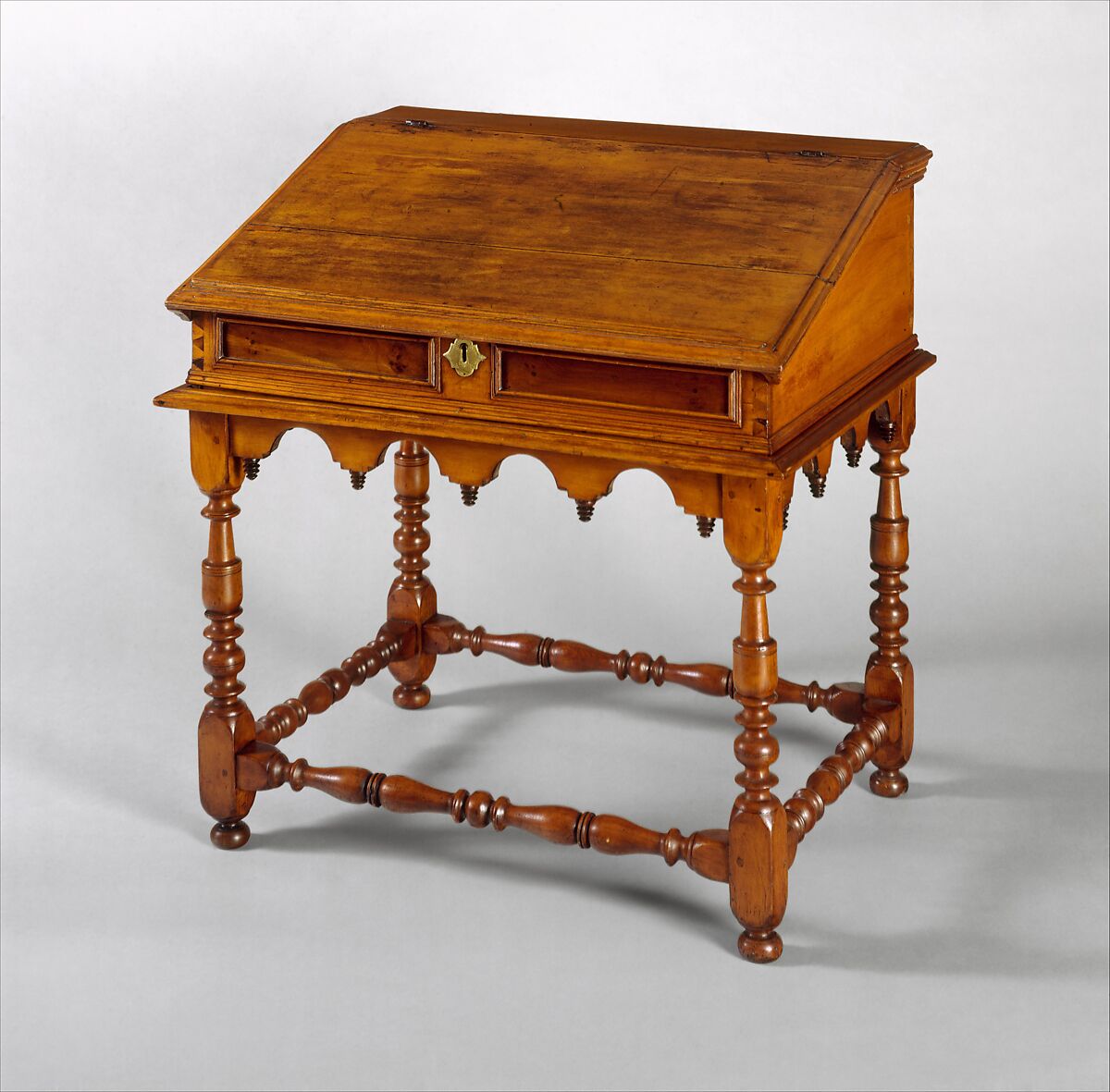 Desk-on-frame, Sweet gum, possibly mahogany veneer, yellow poplar, American