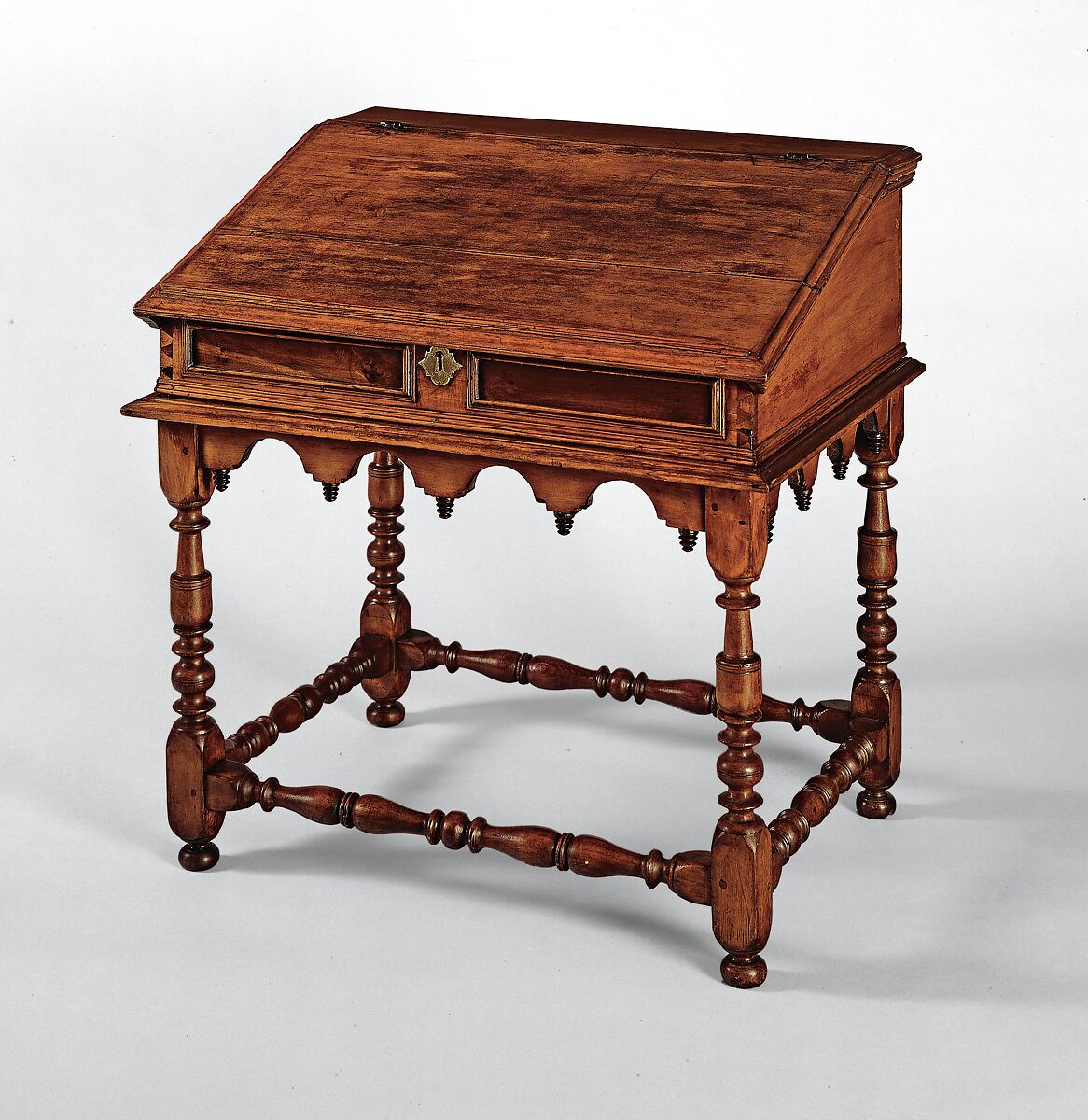 Desk-on-frame, Sweet gum, possibly mahogany veneer, yellow poplar, American
