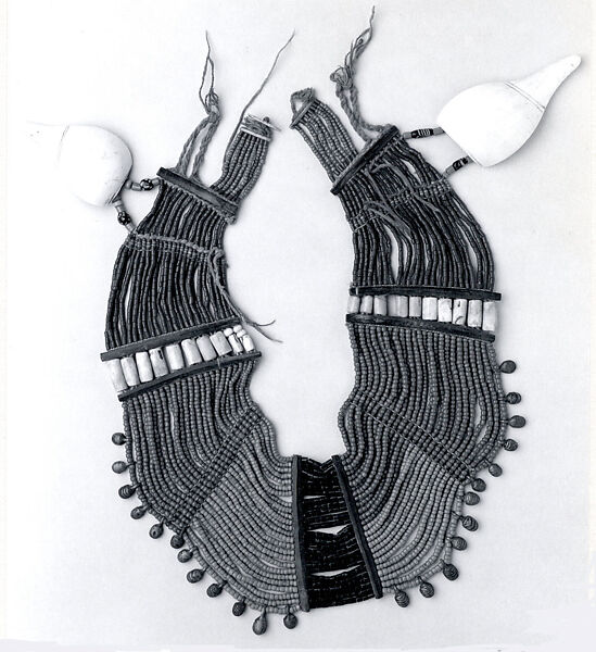 Necklace, Shell and glass beads, shell, metal, fiber, Naga 