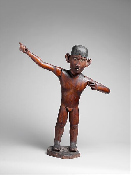 Male Figure (Kareau), Wood, mother-of-pearl, paint, Nicobar Islands 