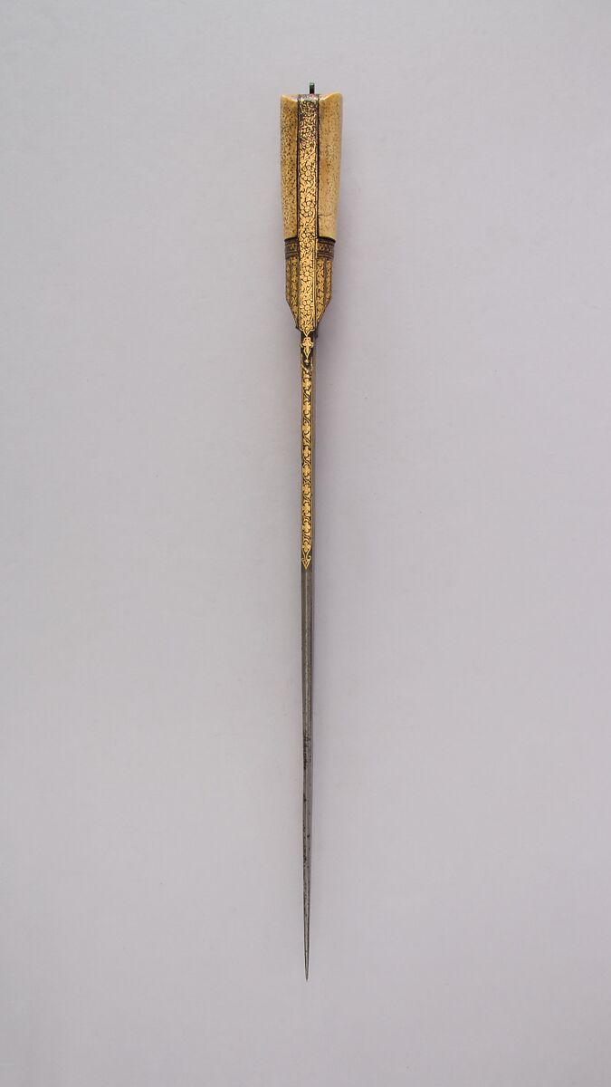 Knife (Khyber) with Sheath, Steel, ivory, gold, iron, wood, leather, Afghan