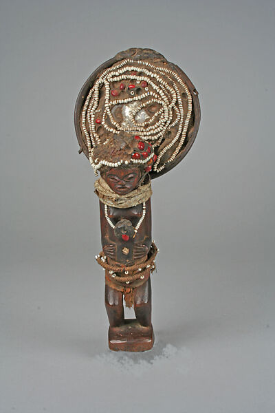 Divination Figure (Hamba), Wood, snakeskin, cloth, fiber, glass, abrus seeds, mirror, metal, wire, resin, clay, Chokwe or Lwena (?) 