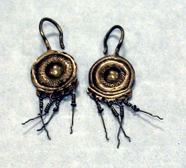 Pair of Earrings, Silver, Fon peoples 