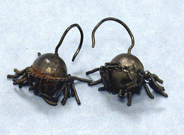 Pair of Earrings, Silver, Fon peoples 