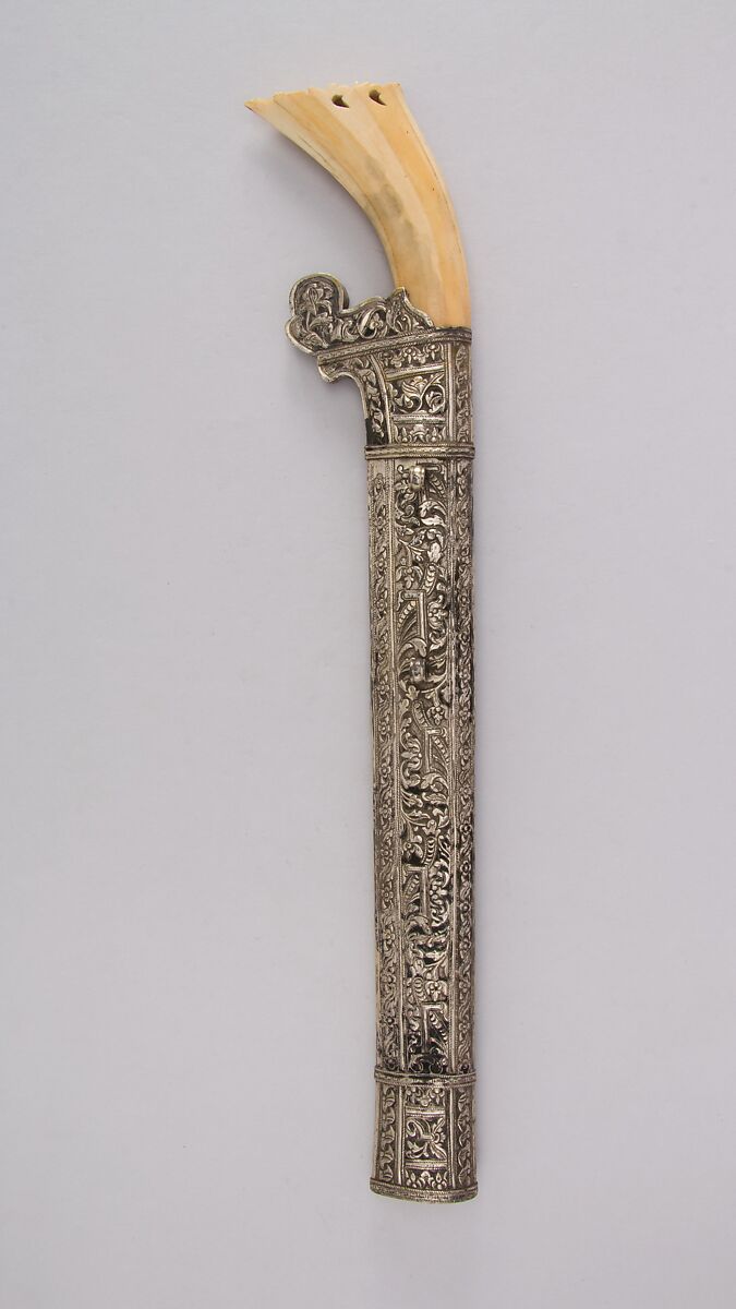 Dagger (Golok or Pedang) with Sheath, Steel, silver, ivory, Sumatran