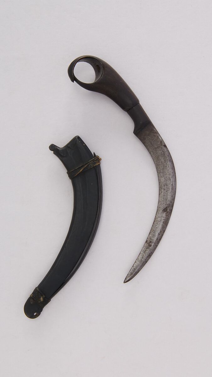 Knife (Korambi) with Sheath, Bone, wood, steel, Malayan (possibly Sulawesi)