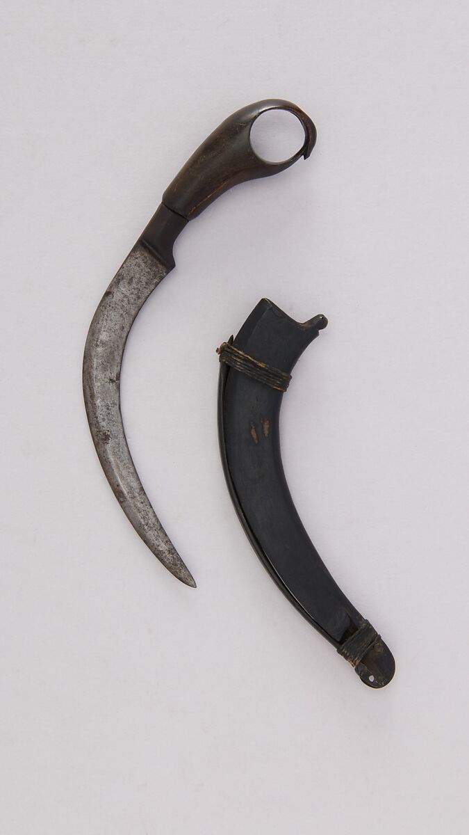 Knife (Korambi) with Sheath, Bone, wood, steel, Malayan (possibly Sulawesi) 