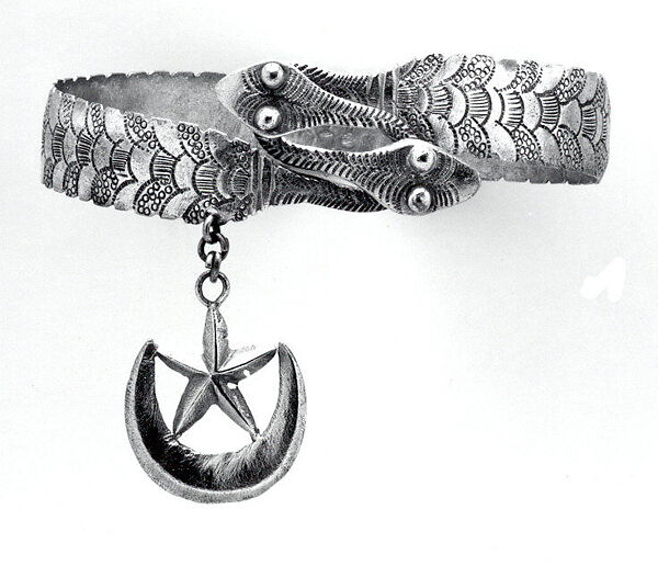 Bracelet: Snakes with Pendant, Silver, Fon peoples 
