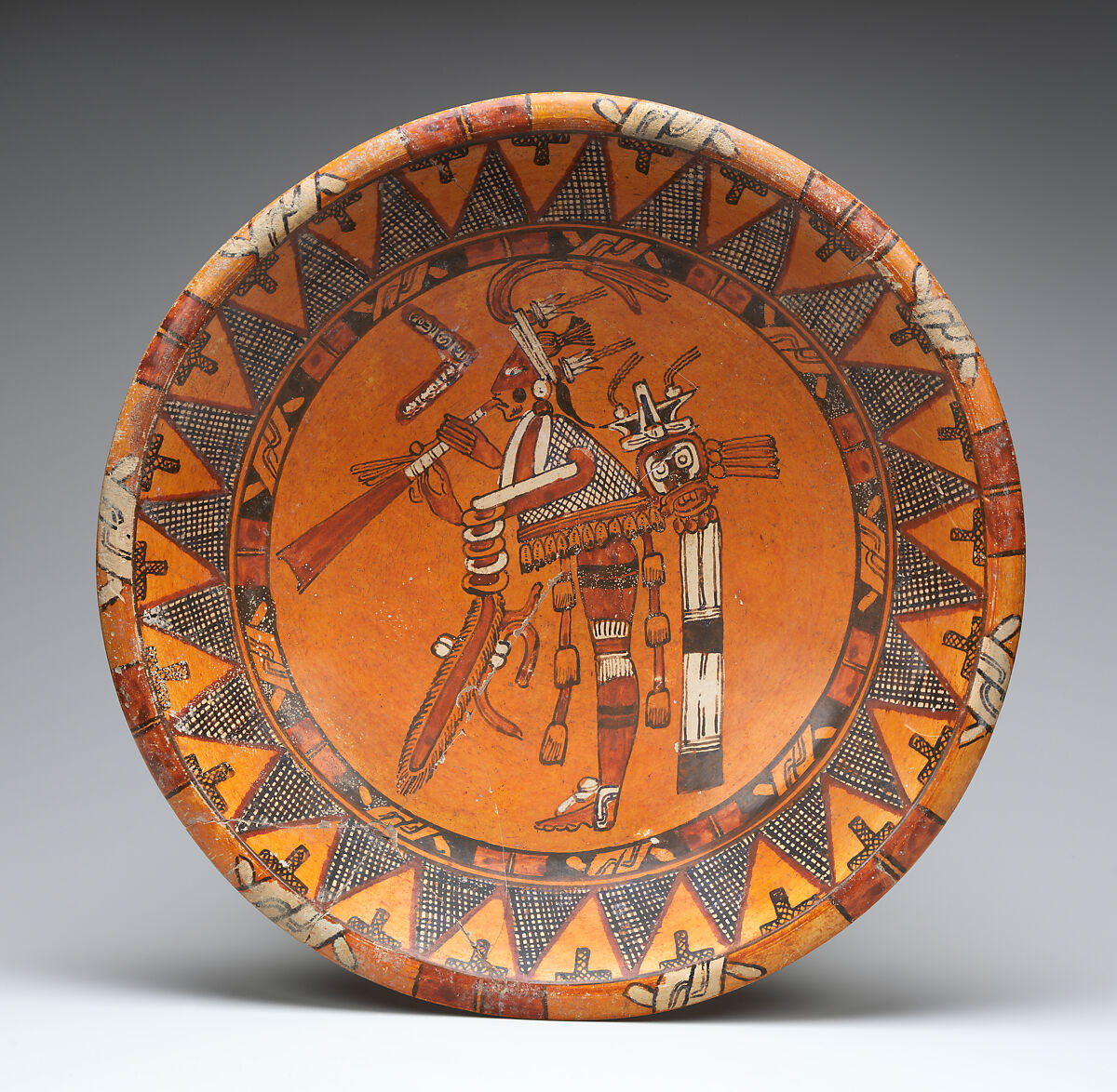 Plate with Trumpeter, Ceramic, Maya 