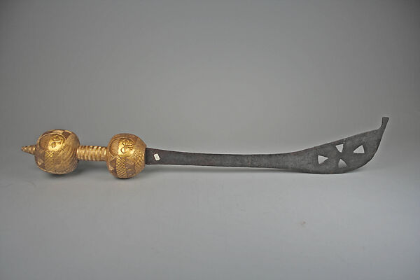 Ceremonial Sword, Iron, wood, gold leaf, Asante