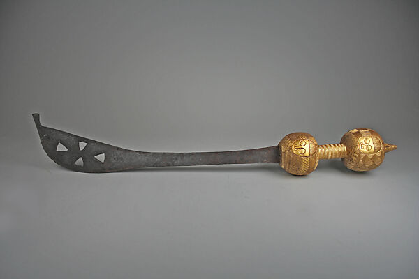 Ceremonial Sword, Iron, wood, gold leaf, Asante 