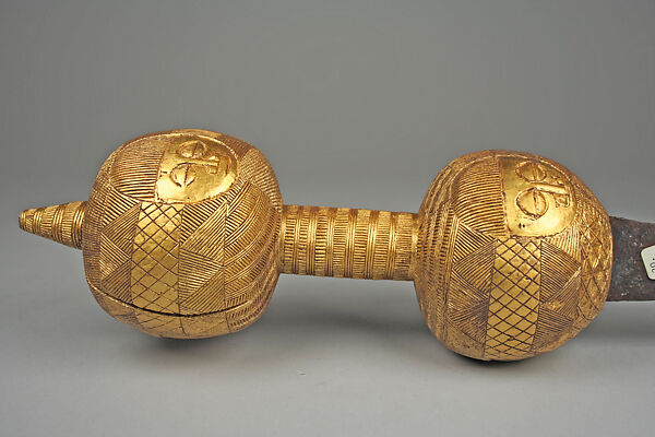 Ceremonial Sword, Iron, wood, gold leaf, Asante