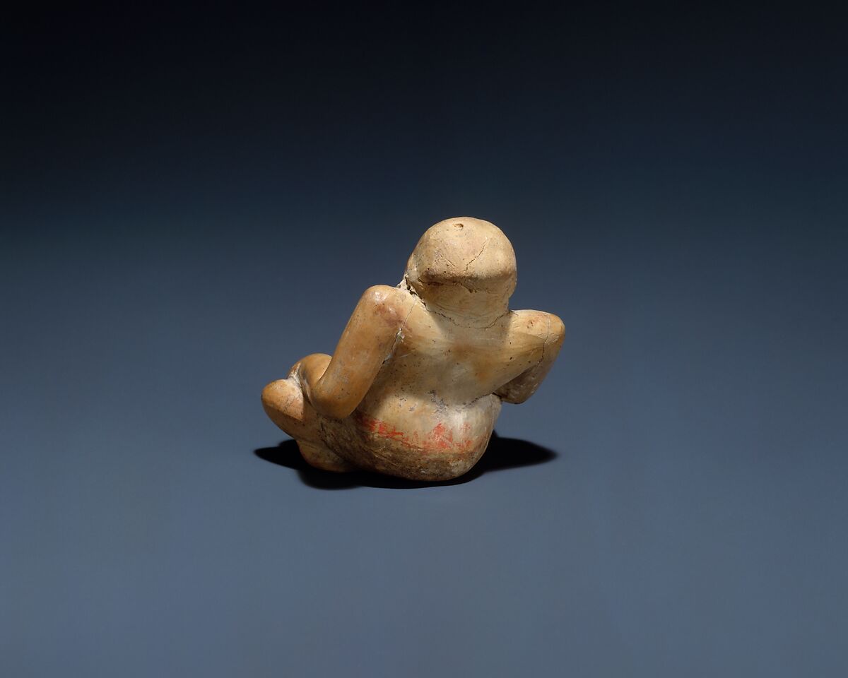 Hunchbacked Figure, Ceramic, pigment, Olmec
