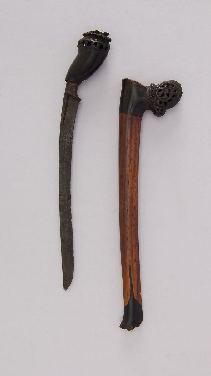 Knife (Bade-bade) with Sheath, Horn, Malayan