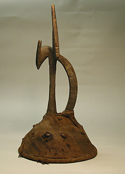 Headdress: Hyena (Nama Tyétyé), Bamana numu (blacksmith), Wood, cane, cotton cloth, Bamana peoples
