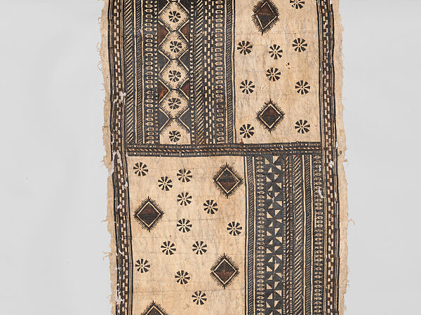 Barkcloth Panel (Masi Kesa), Barkcloth, pigment, Fijian