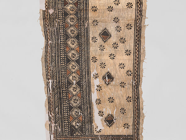 Barkcloth Panel (Masi Kesa), Barkcloth, pigment, Fijian