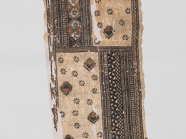 Barkcloth Panel (Masi Kesa), Barkcloth, pigment, Fijian