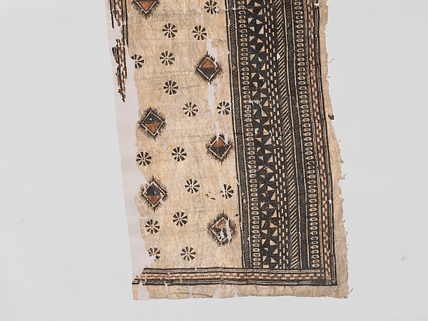 Barkcloth Panel (Masi Kesa), Barkcloth, pigment, Fijian