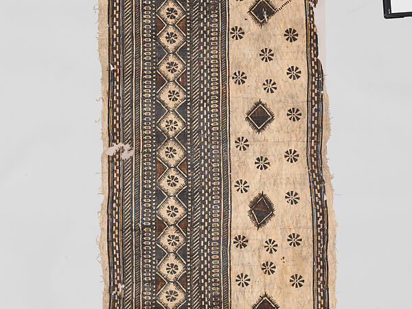 Barkcloth Panel (Masi Kesa), Barkcloth, pigment, Fijian