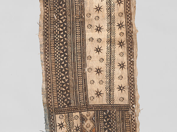 Barkcloth Panel (Masi Kesa), Barkcloth, pigment, Fijian