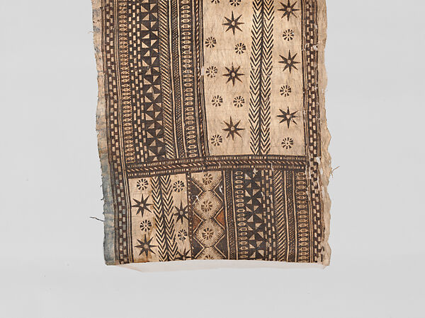 Barkcloth Panel (Masi Kesa), Barkcloth, pigment, Fijian