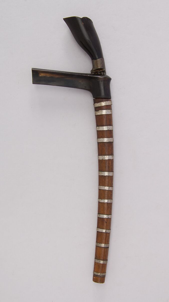 Knife (Bade-bade) with Sheath, Horn, silver, Malayan