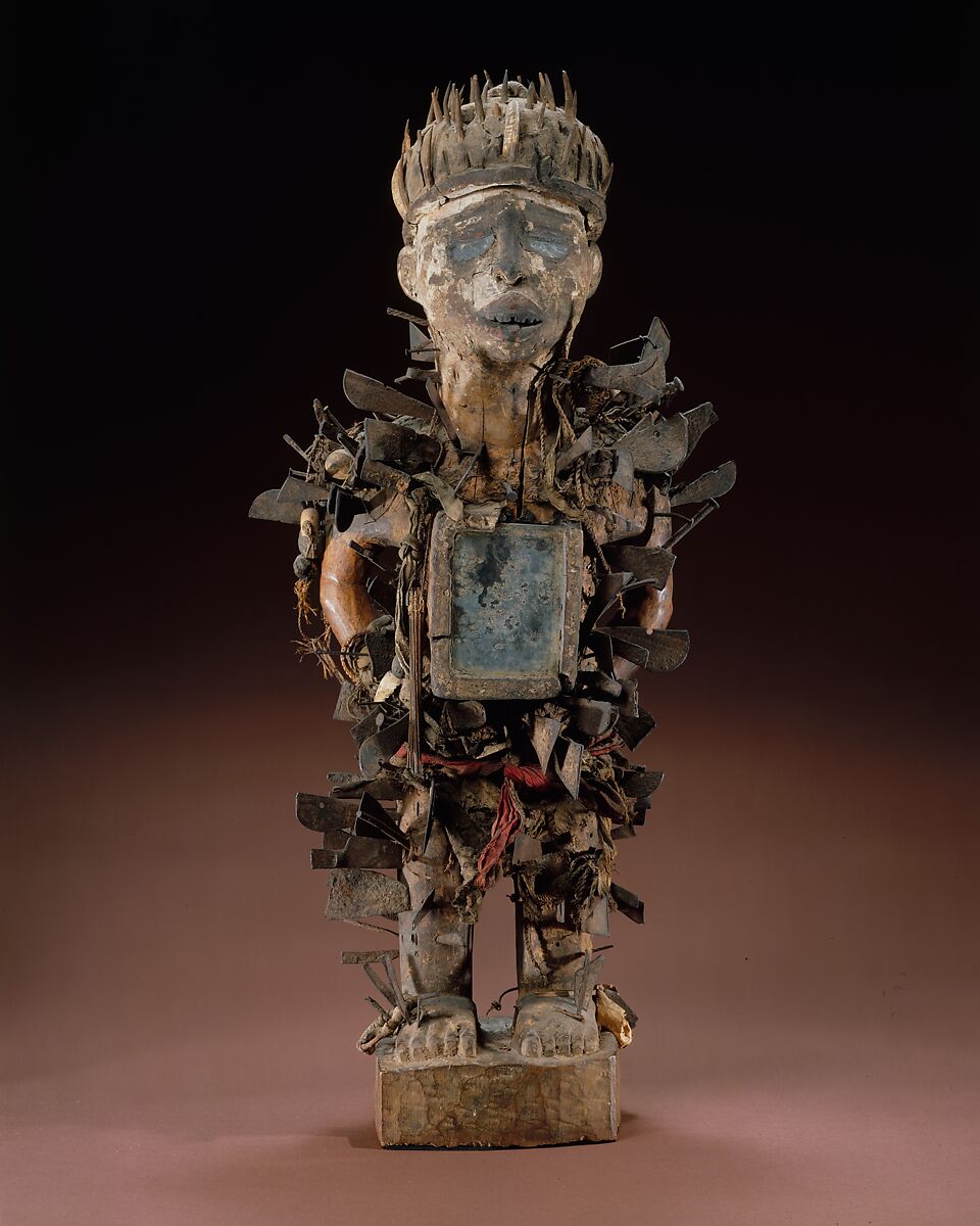 Power Figure: Male (Nkisi), Wood, iron, glass, terracotta, shells, cloth, fiber, pigment, seeds, beads, Kongo peoples 