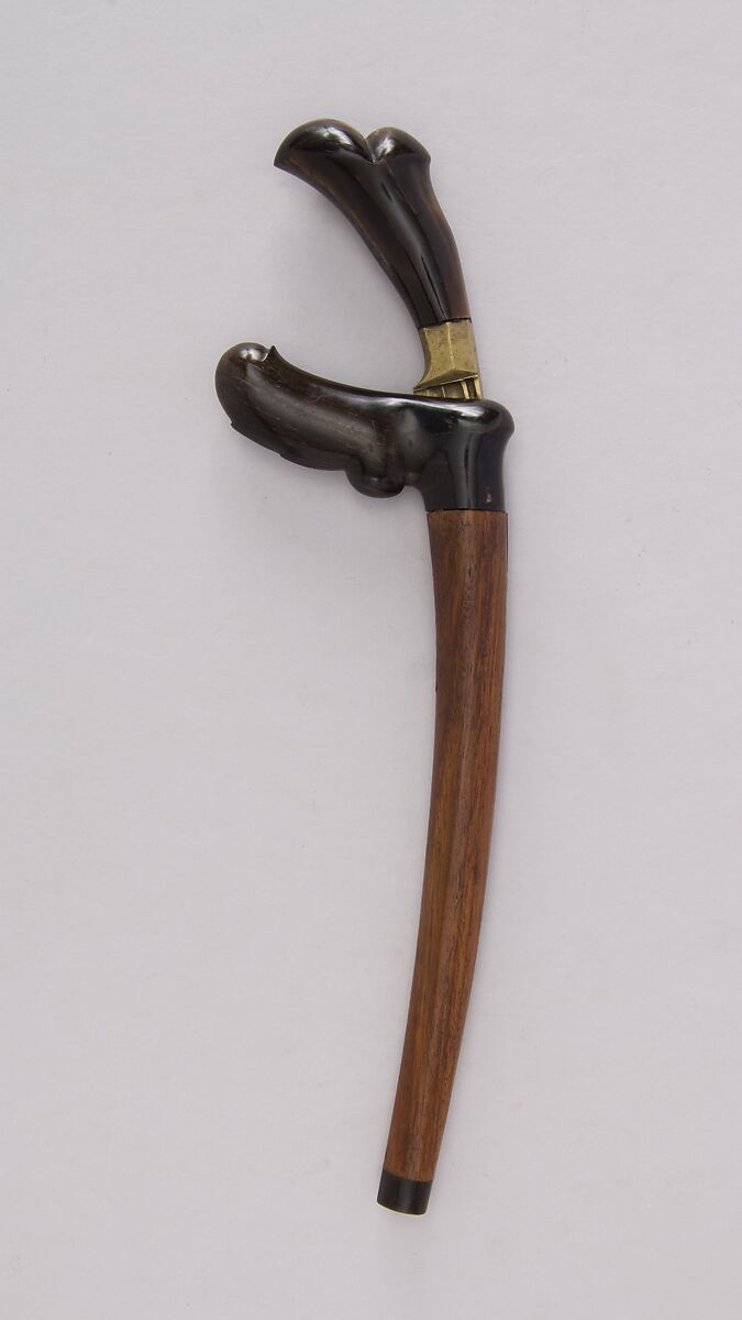 Knife (Bade-bade) with Sheath, Brass, horn, Indonesian, Sulawesi