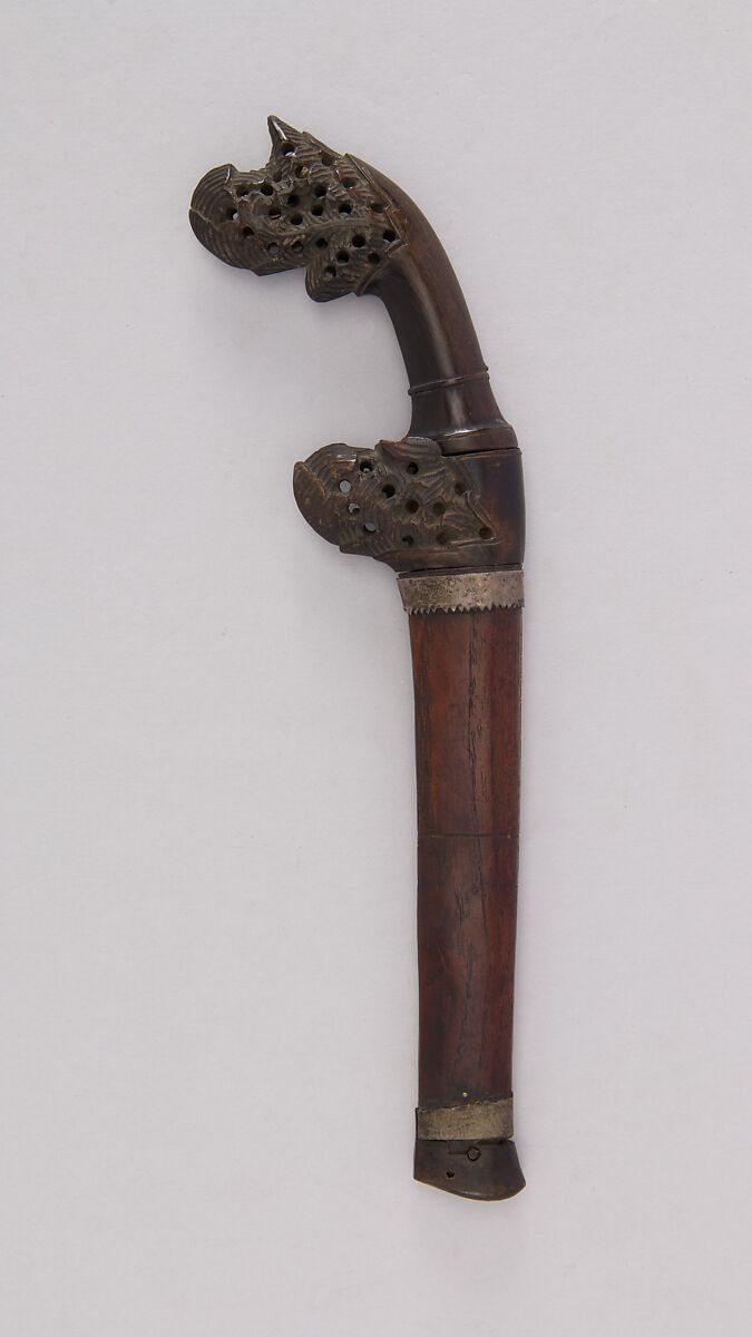 Dagger with Sheath, Wood, steel, silver, Malayan