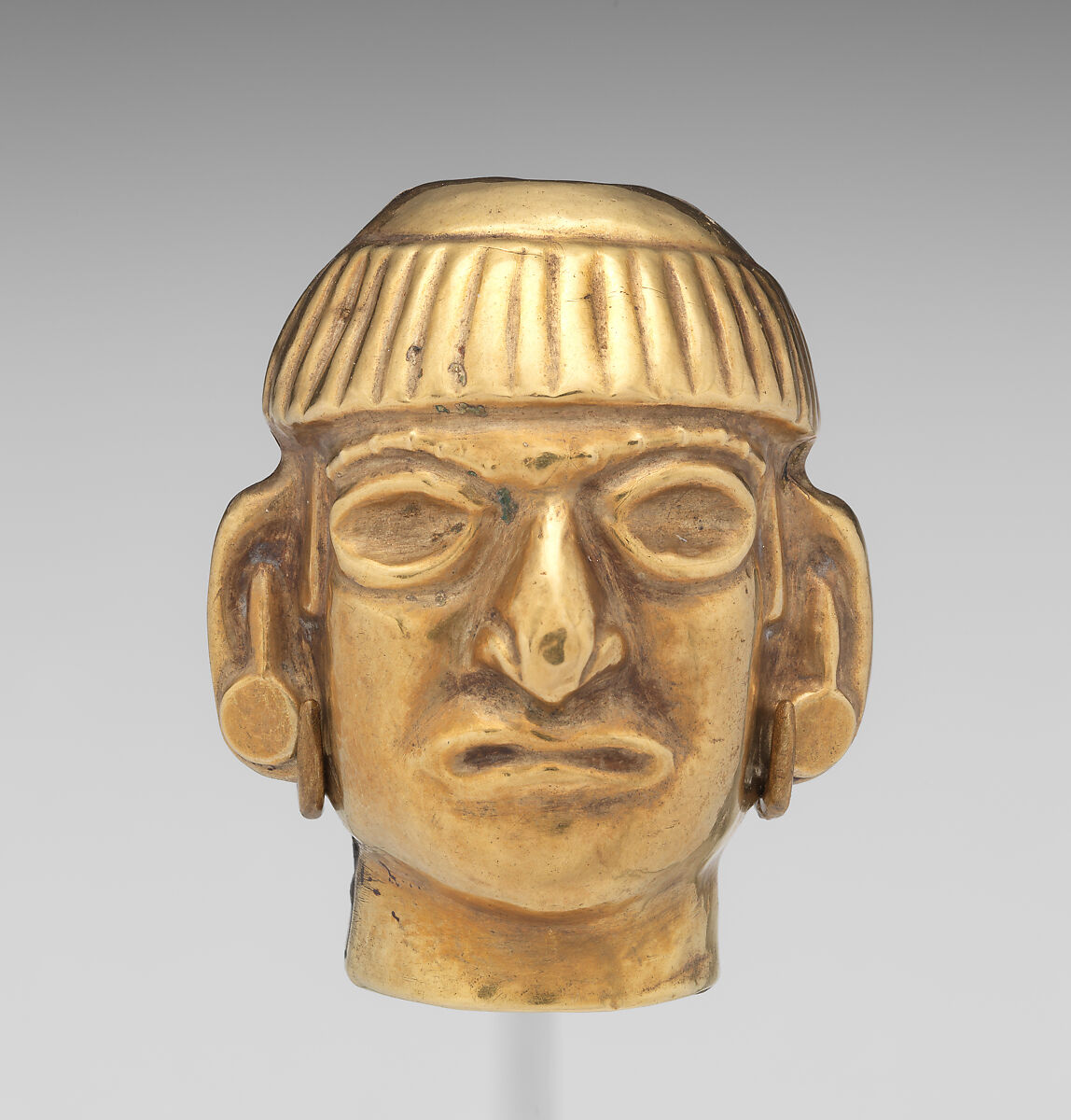 Head-form Bead, Gold, Moche 