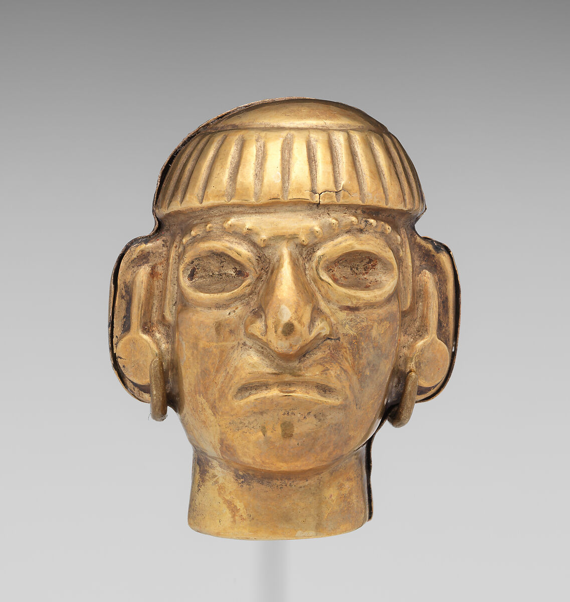 Head-form Bead, Gold, Moche 