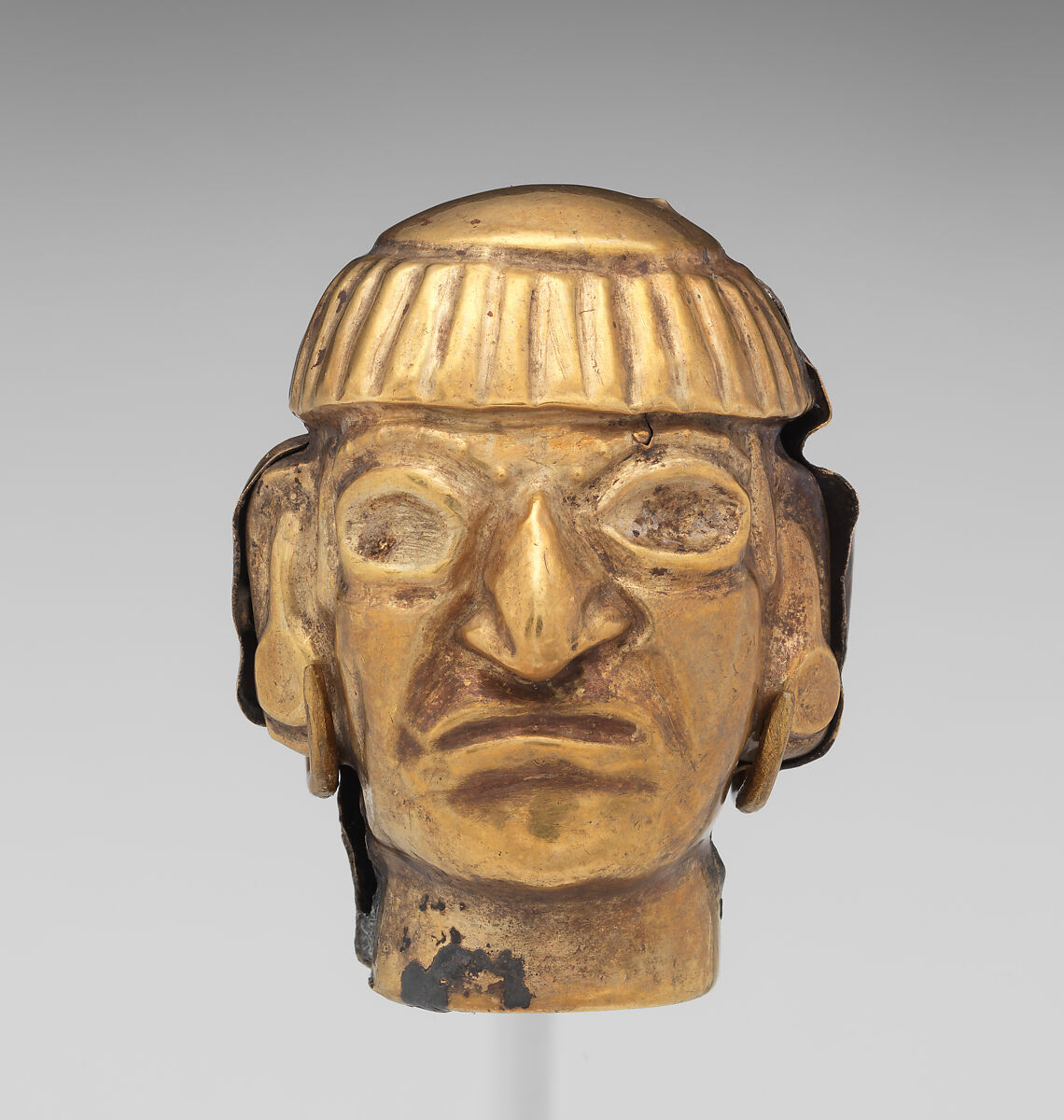 Head-form Bead, Gold, Moche 