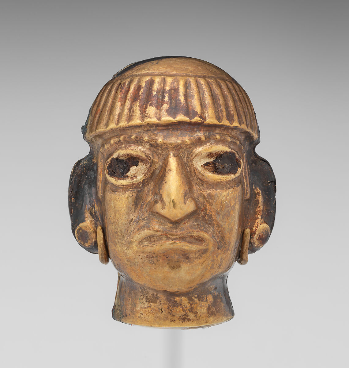 Head-form Bead, Gold, Moche 