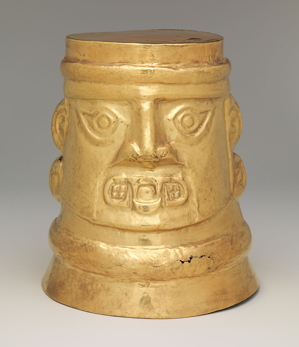 Beaker with faces, Lambayeque (Sicán) artist(s), Gold, Lambayeque (Sicán)