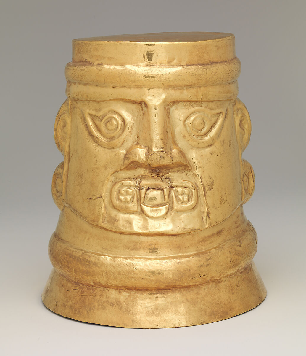 Beaker with faces, Lambayeque (Sicán) artist(s), Gold, Lambayeque (Sicán) 