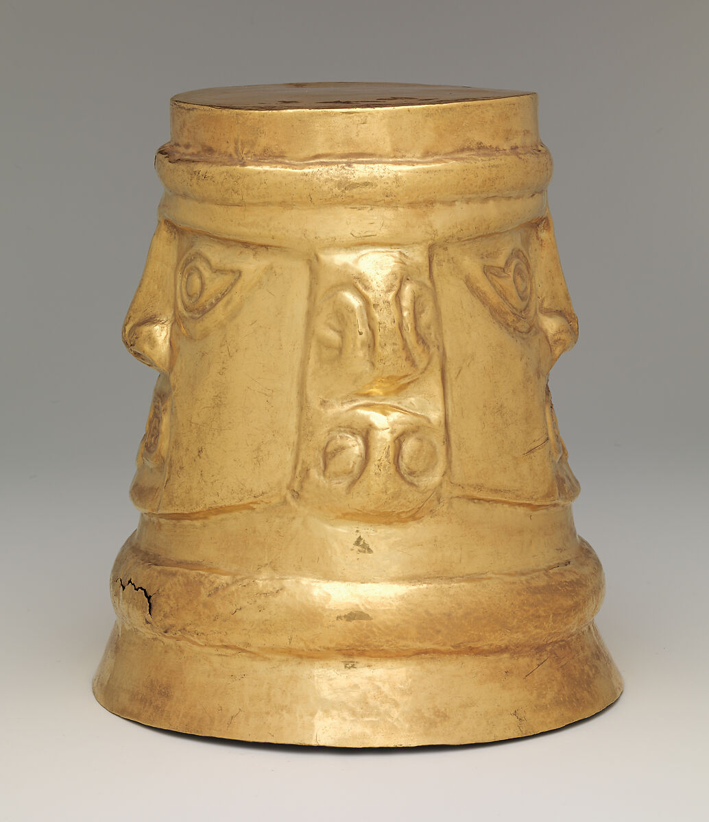 Beaker with faces, Lambayeque (Sicán) artist(s), Gold, Lambayeque (Sicán)