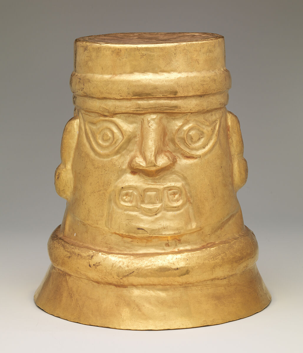 Beaker with inverse face, Lambayeque (Sicán) artist(s), Gold, Lambayeque (Sicán) 