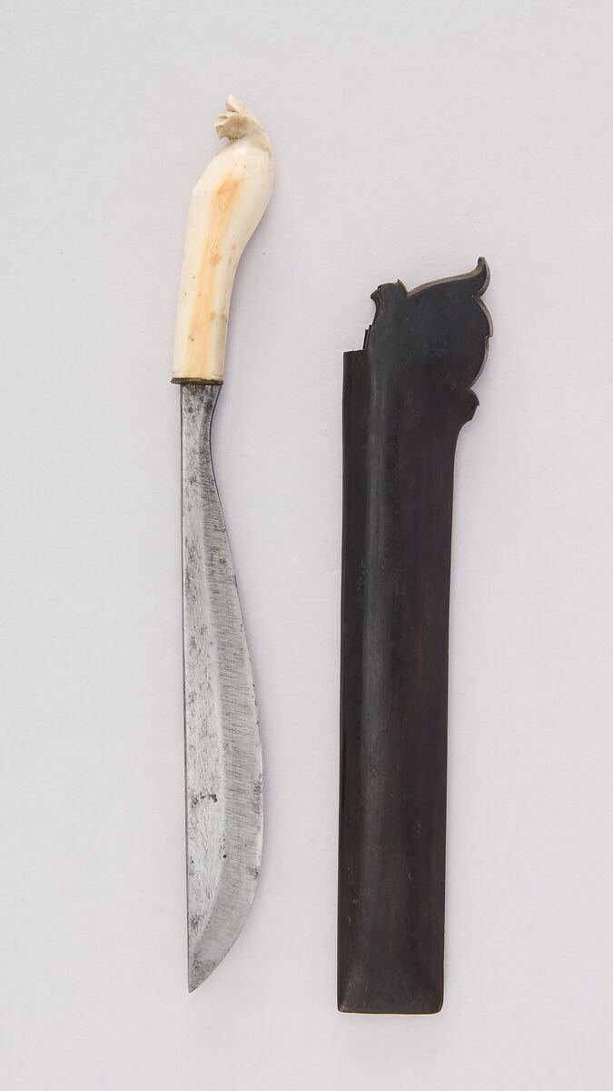 Knife (Golok) with Sheath, Ivory, wood, Malayan