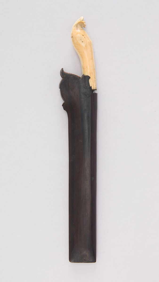 Knife (Golok) with Sheath, Ivory, wood, Malayan