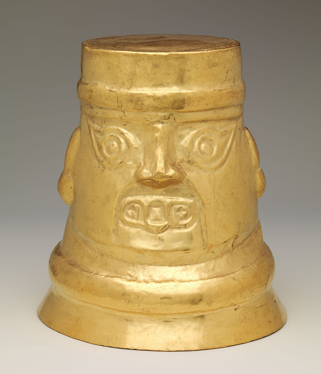 Beaker with inverse face, Lambayeque (Sicán) artist(s), Gold, Lambayeque (Sicán) 