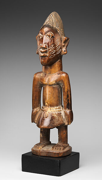 Twin Figure: Male (Ibeji), Yoruba artist, Wood, glass beads, string, Yoruba peoples