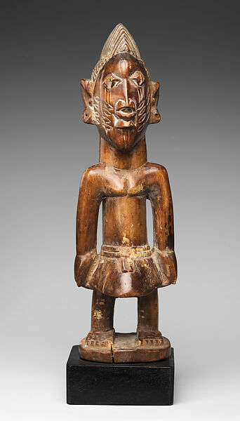 Twin Figure: Male (Ibeji), Wood, glass beads, string, Yoruba peoples 