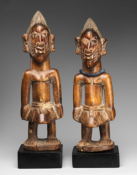 Twin Figure: Male (Ibeji), Yoruba artist, Wood, glass beads, string, Yoruba peoples