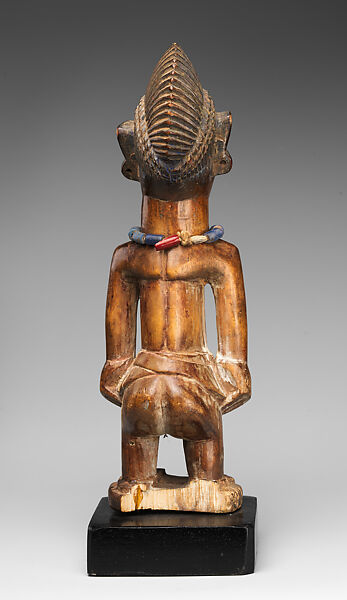Twin Figure: Male (Ibeji), Yoruba artist, Wood, glass beads, string, Yoruba peoples