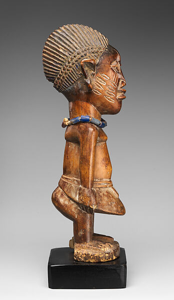 Twin Figure: Male (Ibeji), Yoruba artist, Wood, glass beads, string, Yoruba peoples
