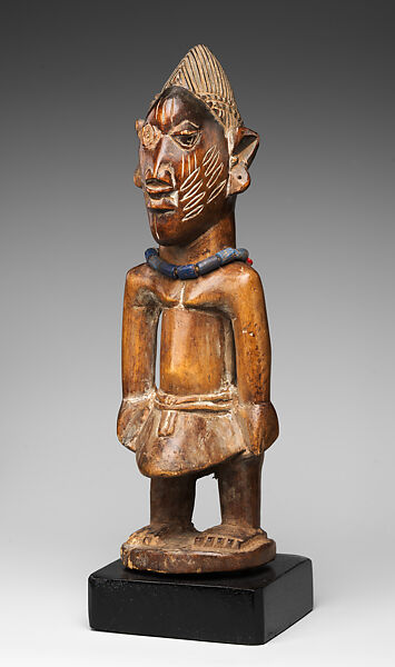 Twin Figure: Male (Ibeji), Yoruba artist, Wood, glass beads, string, Yoruba peoples
