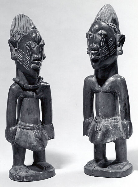 Twin Figure: Male (Ibeji), Yoruba artist, Wood, glass beads, string, Yoruba peoples