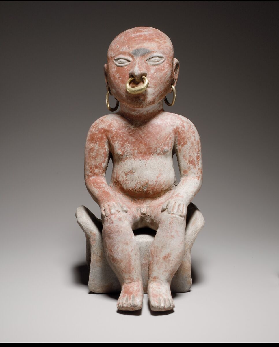 Bench Figure, Ceramic, gold, Tolita-Tumaco 